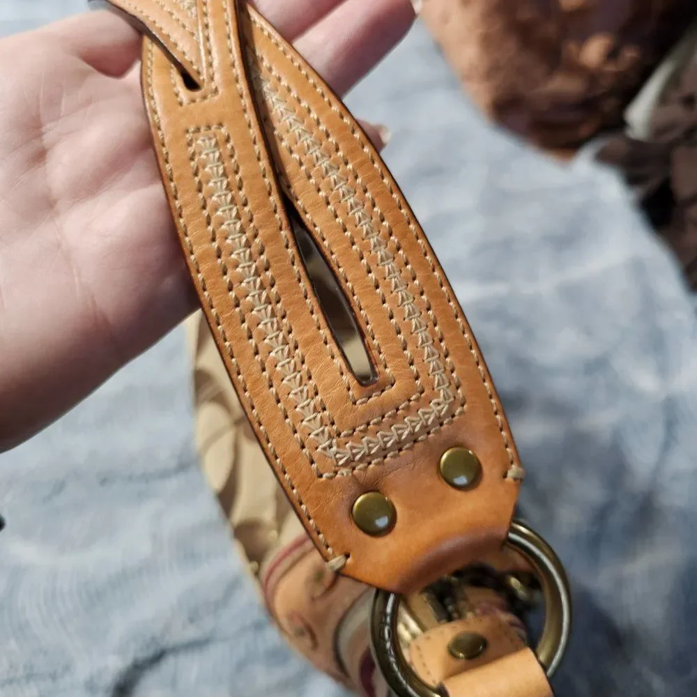 Near Vintage Coach Y2k Bohemian Soho Hobo Shoulder Bag Purse with Whipstitch - Picture 5 of 8